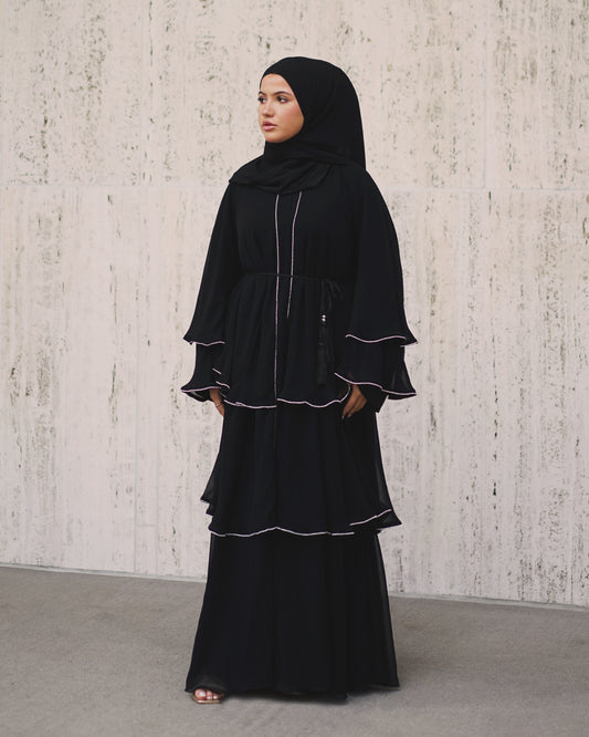 Layered Black Abaya